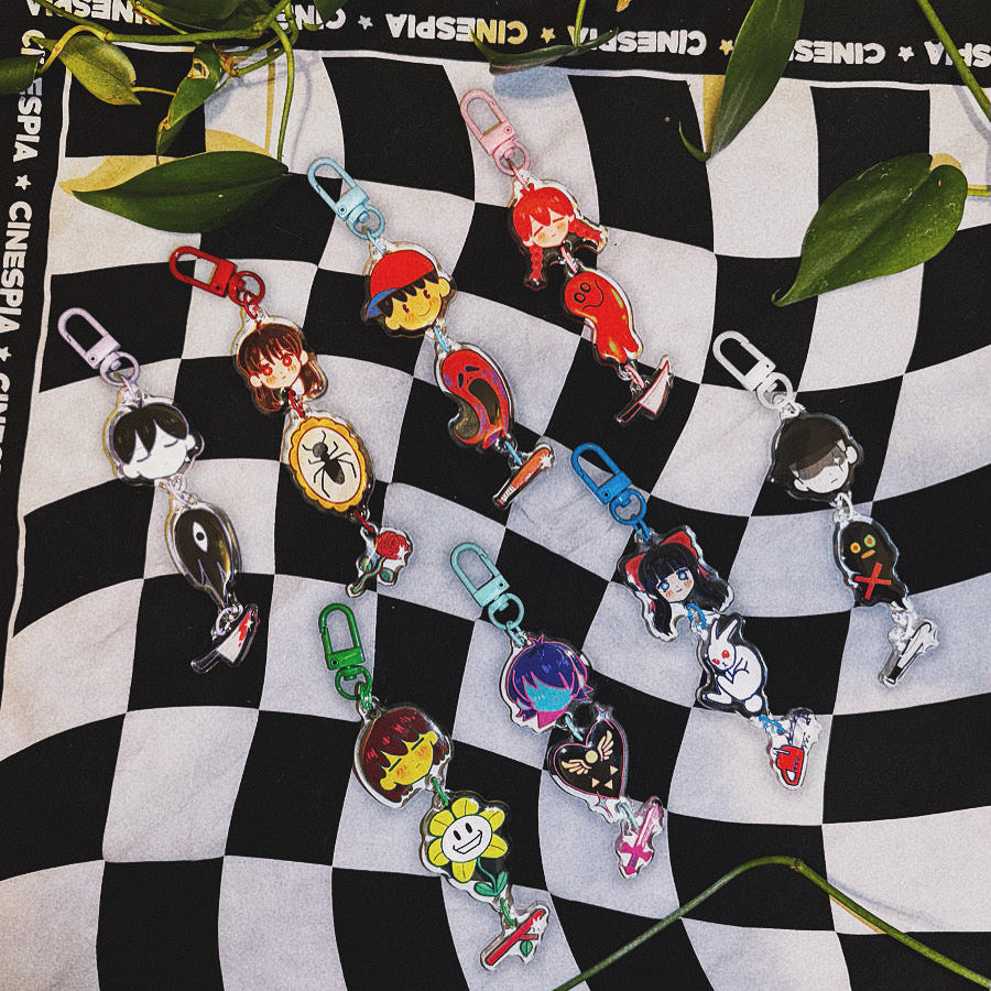 Pixel RPG Protagonists Connecting Keychains