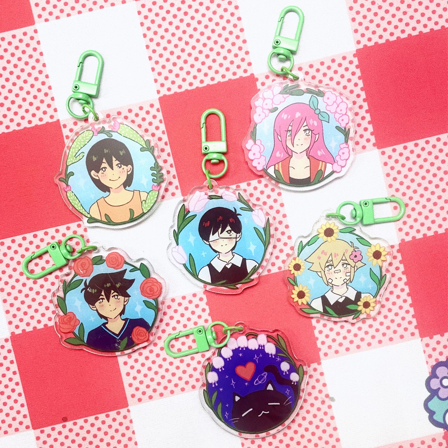 Omori Flower Portrait Keychains