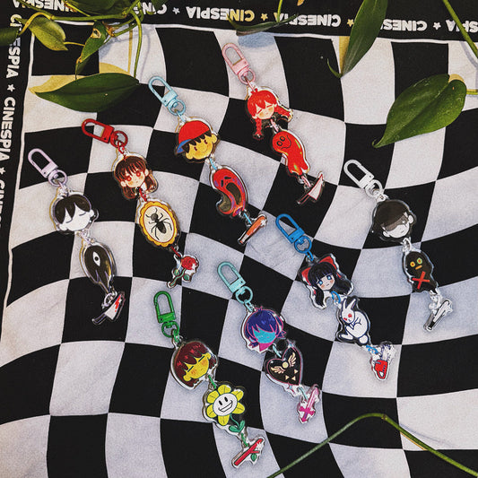 Pixel RPG Protagonists Connecting Keychains