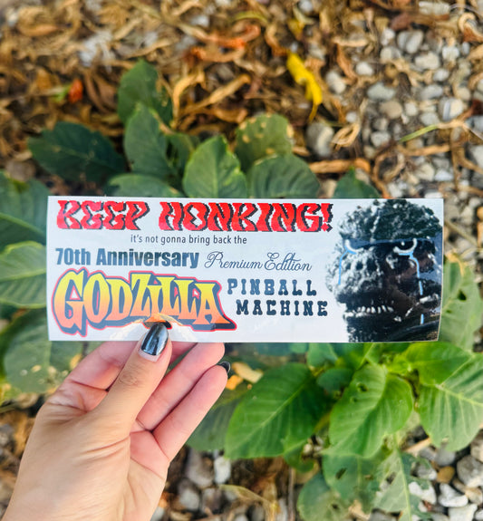 Godzilla Pinball Bumper Sticker