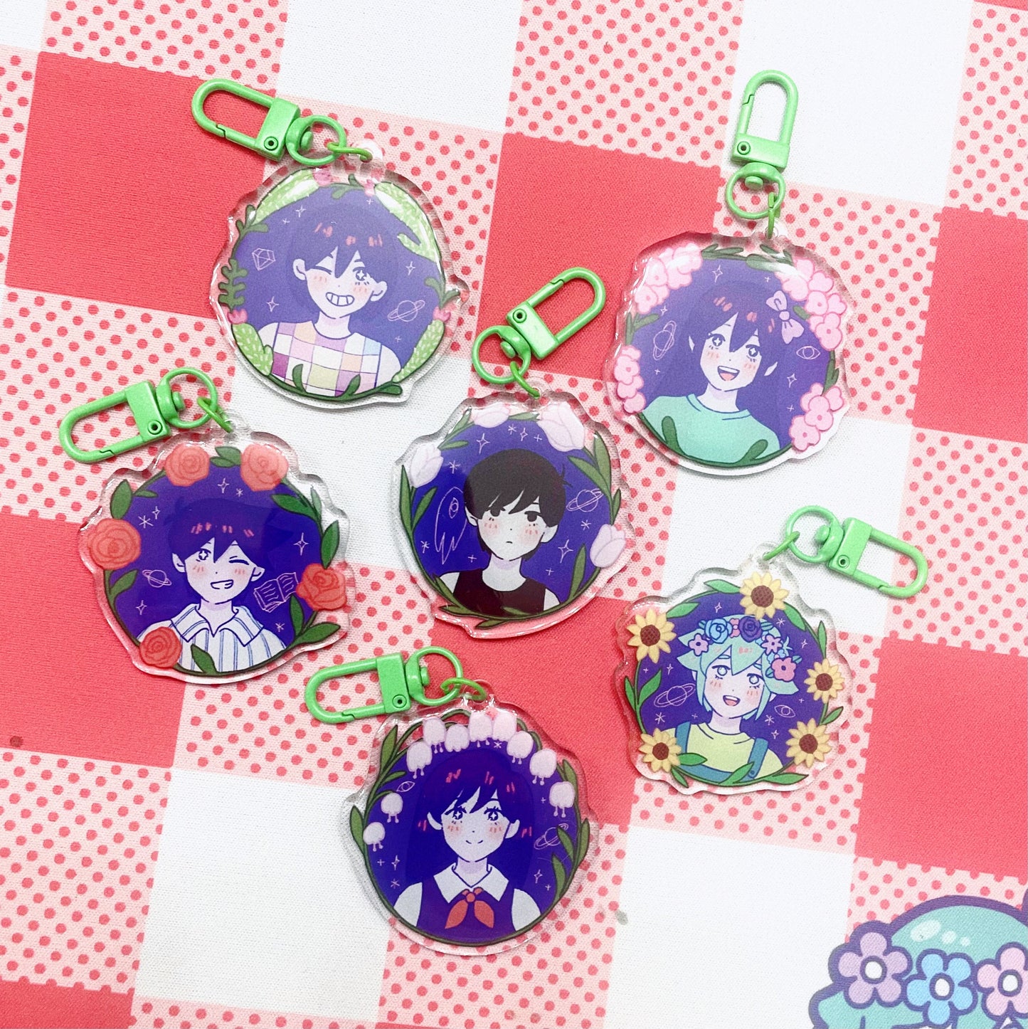 Omori Flower Portrait Keychains