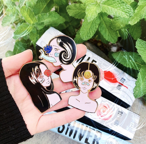 Manga Horror Girl Enamel Pins