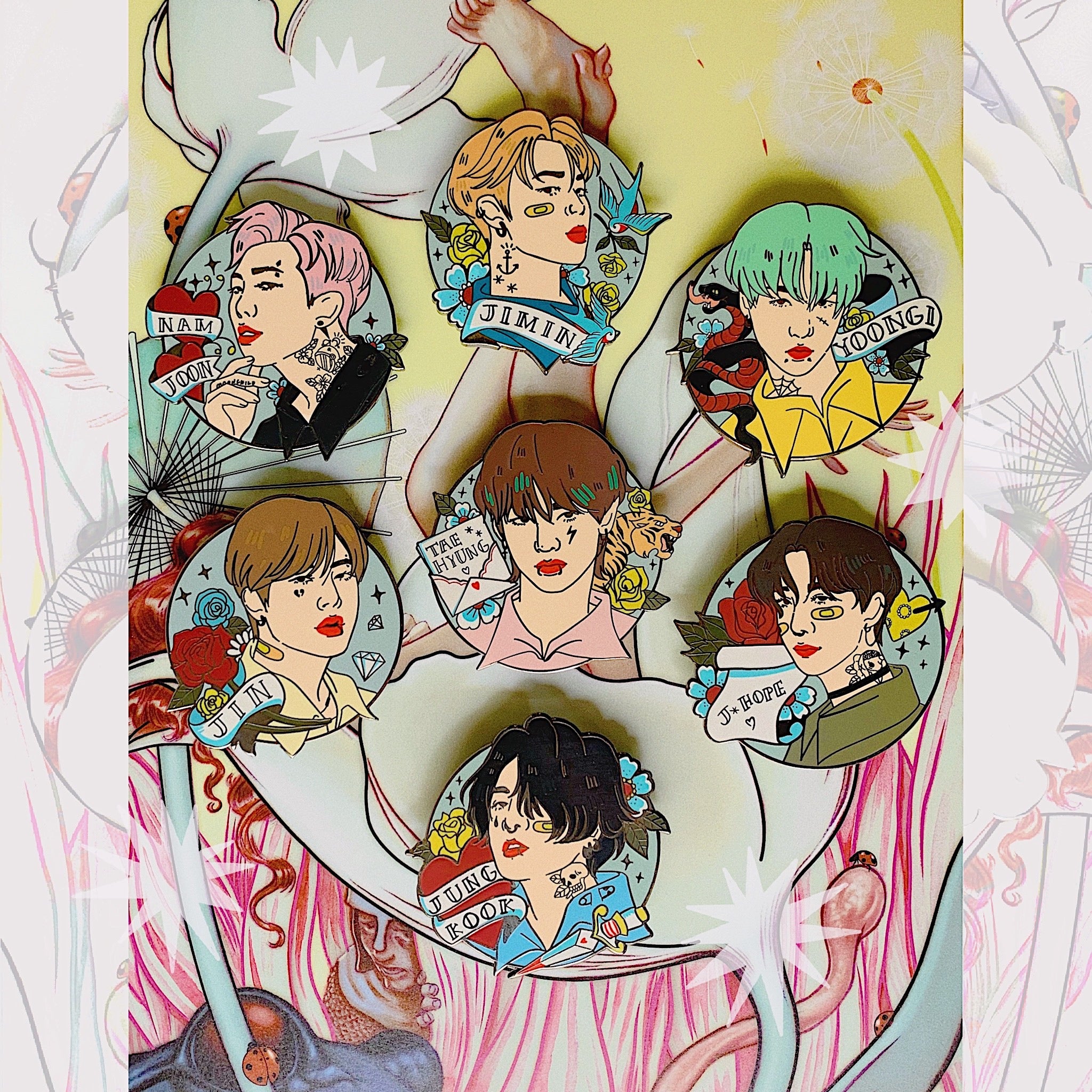 BTS Enamel deals Pins